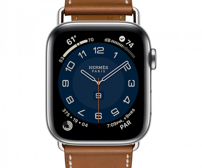 Apple Watch Hermes Series 6 44mm Silver Stainless Still with Attelage Single Tour Brown (MG3G3)