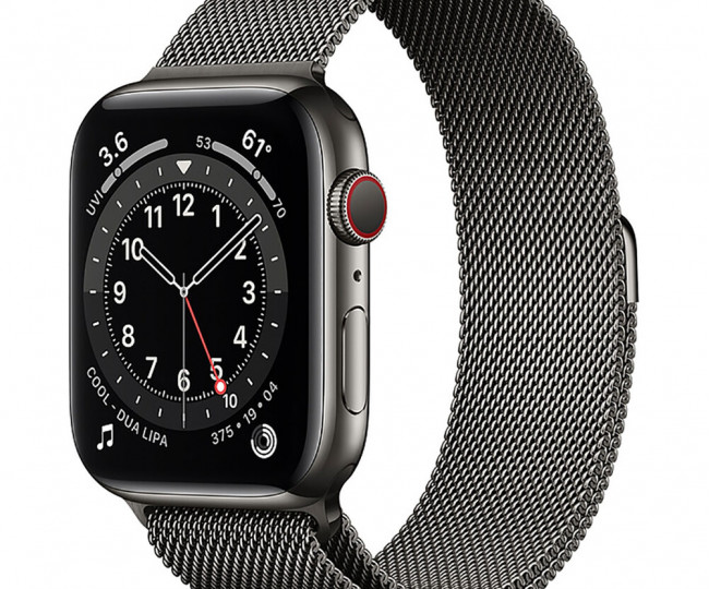 Apple Watch 6 44mm 4G Graphite Stainless Steel Case with Graphite Milanese Loop (M09J3/M07R3)