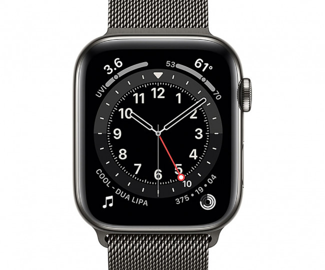 Apple Watch 6 44mm 4G Graphite Stainless Steel Case with Graphite Milanese Loop (M09J3/M07R3)