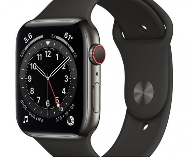 Apple Watch Series 6 GPS 44mm Space Gray Aluminum Case w. Black Sport B. (M00H3) 