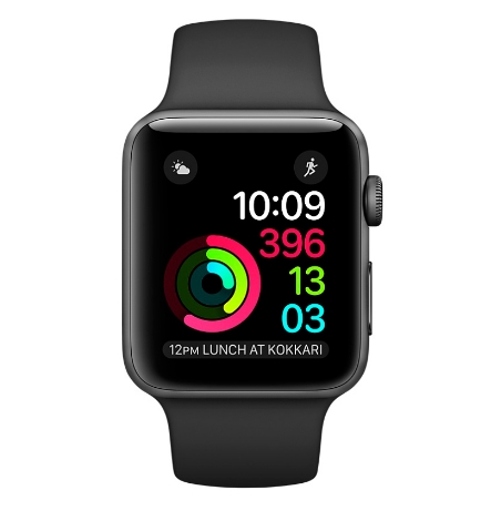 Apple Watch Series 2 38mm Space Gray Aluminum Case with Black Sport Band (MP0D2)