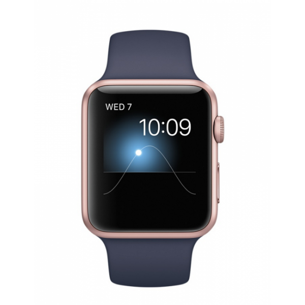 Apple Watch Series 2 42mm Rose Gold Aluminum Case with Midnight Blue Sport Band (MNPL2)