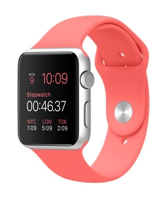 Apple Watch Sport 38mm Silver Aluminum Case with Pink Sport Band (MJ2W2)