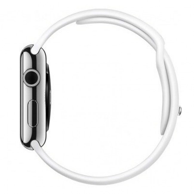 Apple Watch 42mm Stainless Steel Case with White Sport Band (MJ3V2)