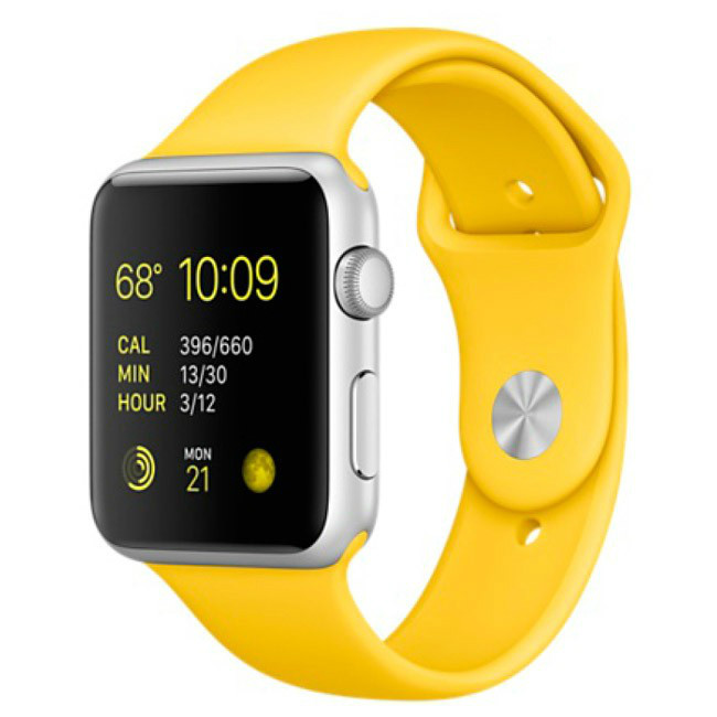 Apple Watch Sport 42mm Silver Aluminum Case with yellow Sport Band (MMFE2)