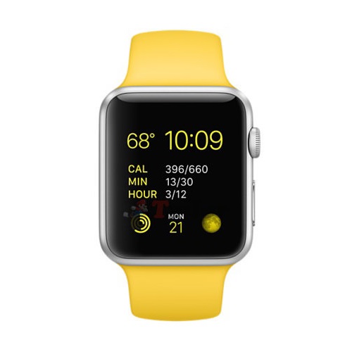 Apple Watch Sport 42mm Silver Aluminum Case with yellow Sport Band (MMFE2)