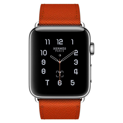 Apple Watch Hermes 42mm Series 2 Stainless Steel Case with Feu Epsom Leather Single Tour (MNQ22)