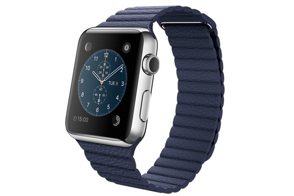 Apple Watch 42mm Stailnless Steel Case with Bright Blue Leather Loop (MJ452)