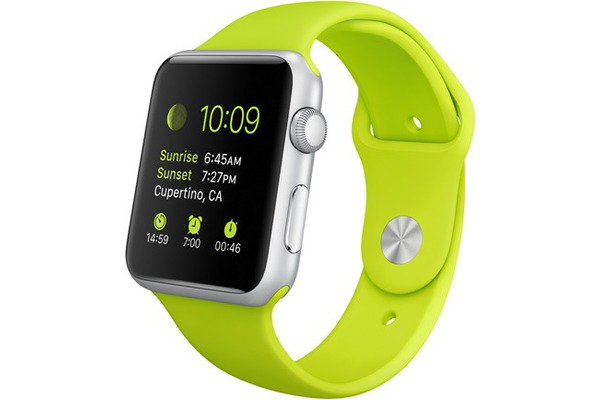 Apple Watch Sport 42mm Silver Aluminum Case with Green Sport Band (MJ3P2)