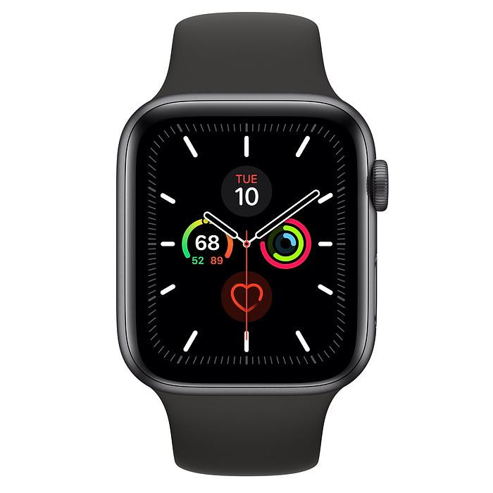 Apple Watch Series 5 (GPS) 44mm Space Gray Aluminum Case with Black Sport Band (MWVF2)