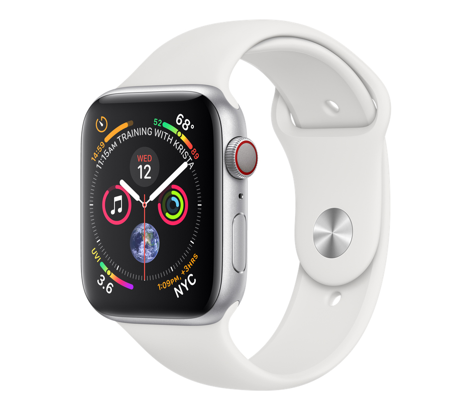 Apple Watch Series 4 (GPS + Cellular) 44mm Silver Aluminum Case with White Sport Band (MTUU2) б/у