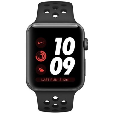 Apple Watch Series 3 Nike+ 42mm GPS + LTE Gray Aluminum Case w. Black Nike Sport B. (MTGW2)