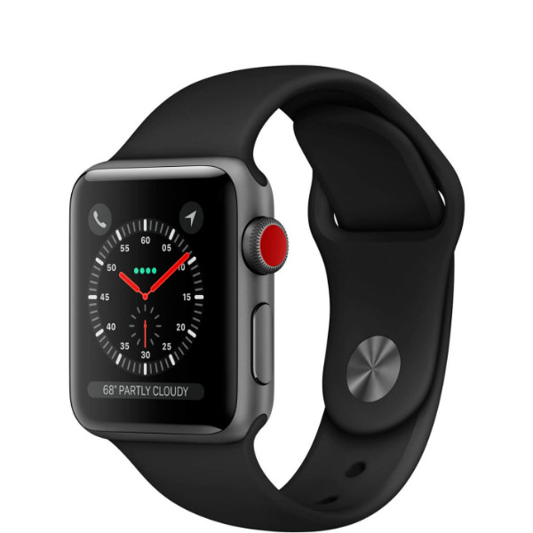 Apple Watch Series 3 GPS + LTE 38mm Space Gray Aluminum Case with Gray Sport Band (MR2Y2)