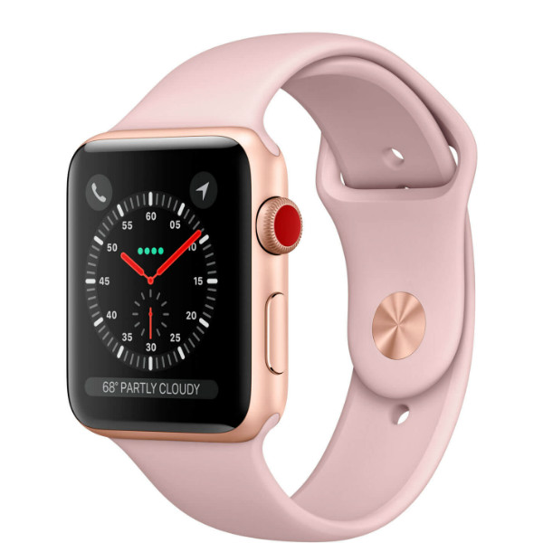 Apple Watch Series 3 GPS + LTE 38mm Gold Aluminium Case with Pink Sand Sport Band (MQKH2)