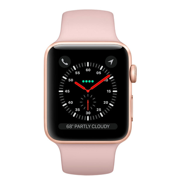 Apple Watch Series 3 GPS + LTE 42mm Gold Aluminium Case with Pink Sand Sport Band (MQK32)