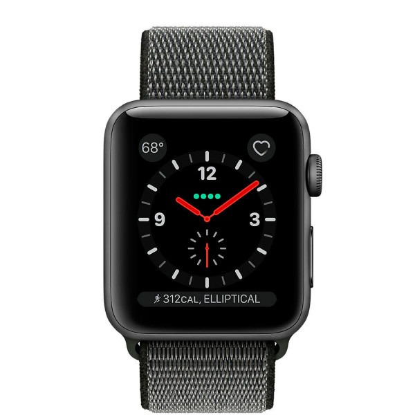 Apple Watch Series 3 GPS + LTE 42mm Gray Aluminum Case with Dark Olive Sport Loop (MQK62)