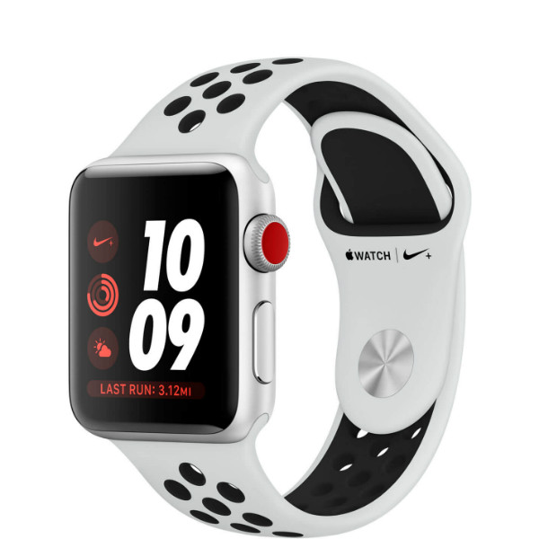 Apple Watch Series 3 Nike+ (GPS + LTE) 38mm Silver Aluminum with Pure Platinum/Black Sport Band (MQL52)