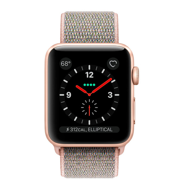 Apple Watch Series 3 GPS + Cellular 38mm Gold Aluminum Case with Pink Sand Sport Loop (MQJU2)