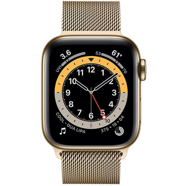 Apple Watch Series 6 GPS + Cellular 44mm Gold Stainless Steel Case w. Gold Milanese L. (M07P3)