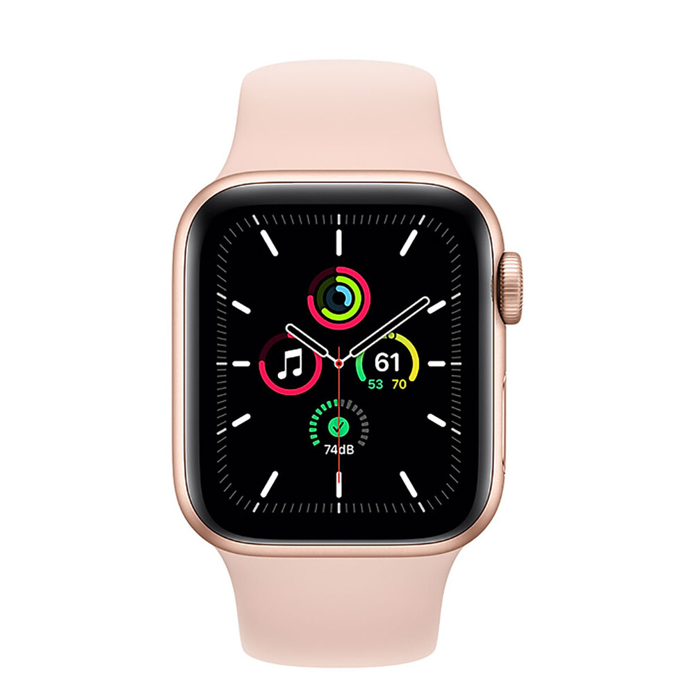 Apple Watch SE GPS 44mm Gold Aluminum Case w. Pink Sand Sport B. (MYDR2) 