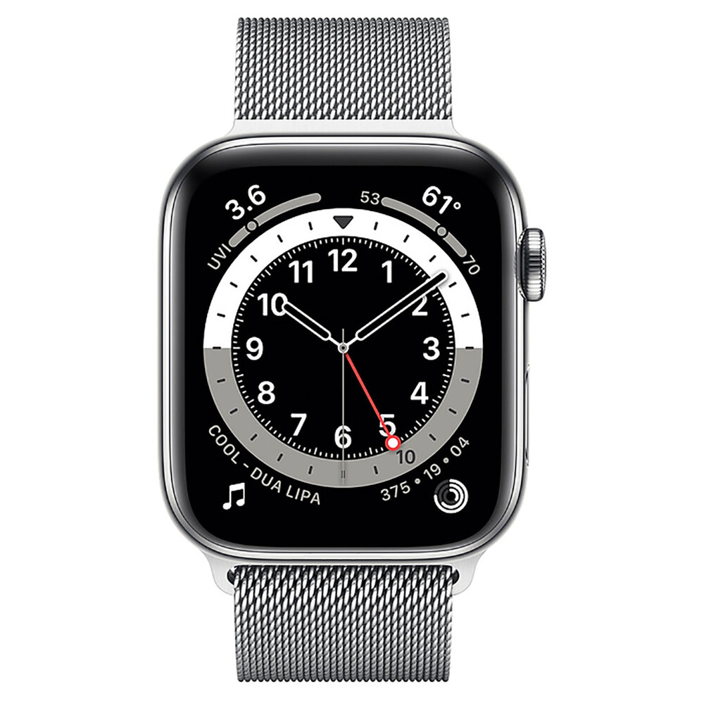 Apple Watch Series 6 GPS + Cellular 44mm Silver Stainless Steel Case w. Silver Milanese L. (M07M3)